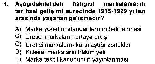 MAI102U Marka ve Yönetimi çıkmış sınav sorusu 1