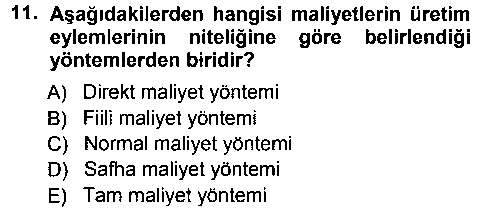 LOJ203U Lojistik Maliyetleri ve Raporlama 1 çıkmış sınav sorusu 2