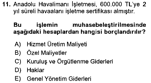 MUH401U Havacılık İşletmelerinde Muhasebe Uygulamaları çıkmış sınav sorusu 3