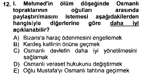 TAR209U Osmanlı Tarihi (1300-1566) çıkmış sınav sorusu 1