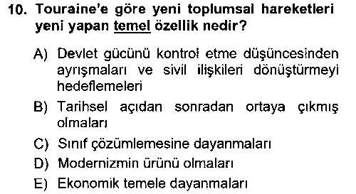 SOS309U Yeni Toplumsal Hareketler çıkmış sınav sorusu 1