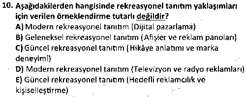 RKR4006 Rekreasyonel Tanıtım ve Pazarlama çıkmış sınav sorusu 2