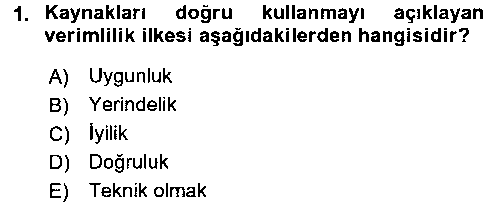 EVI114U Verimlilik Yönetimi çıkmış sınav sorusu 1