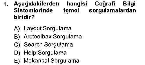 CBS104U Coğrafi Bilgi Sistemleri çıkmış sınav sorusu 1