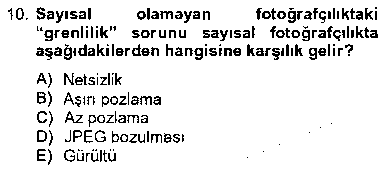 FOT104U Sayısal Fotoğrafa Giriş çıkmış sınav sorusu 2
