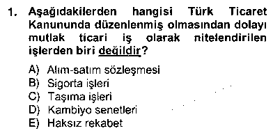 HUK104U İşletme Hukuku çıkmış sınav sorusu 1