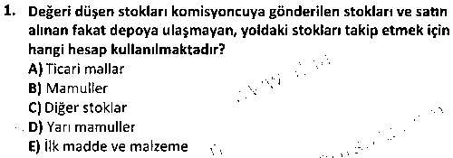 İŞL1004 Dönem Sonu Muhasebe İşlemleri çıkmış sınav sorusu 1