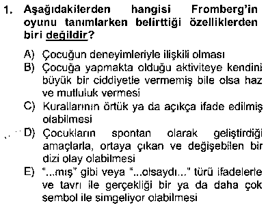 OKO202U Çocukta Oyun Gelişimi çıkmış sınav sorusu 1