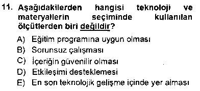 INO401U İng. Öğretmenliğinde Öğretim Teknolojileri Ve Materyal Tasarımı 1 çıkmış sınav sorusu 3
