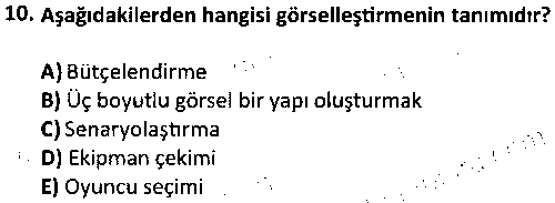 FOT1006 Kameramanlık çıkmış sınav sorusu 2