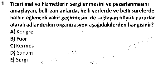 TSH2009 Kongre Fuar Yönetimi çıkmış sınav sorusu 1