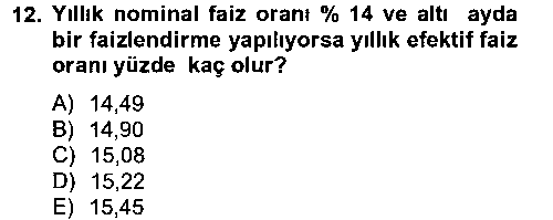 FIN102U Finans Matematiği çıkmış sınav sorusu 3