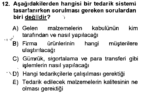 LOJ201U Uluslararası Lojistik çıkmış sınav sorusu 2