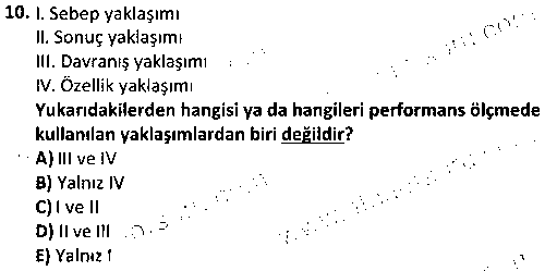 HIT4003 İşletmelerde Performans Yönetimi çıkmış sınav sorusu 2
