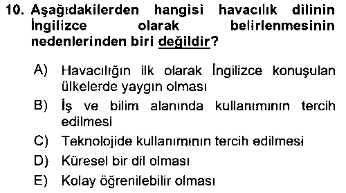 SHU102U Havacılık Terminolojisi çıkmış sınav sorusu 2