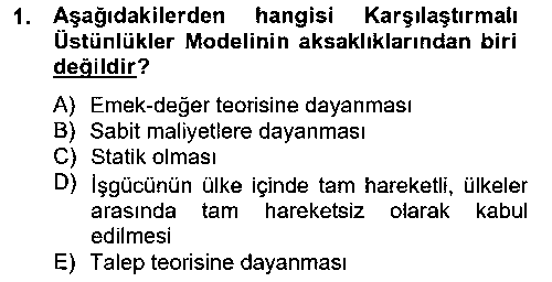 TIC108U Uluslararası Ticaret çıkmış sınav sorusu 1