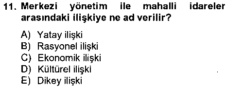 YYT202U Yerel Yönetimler çıkmış sınav sorusu 2