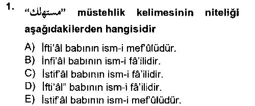 TAR112U Osmanlı Türkçesi 2 çıkmış sınav sorusu 1