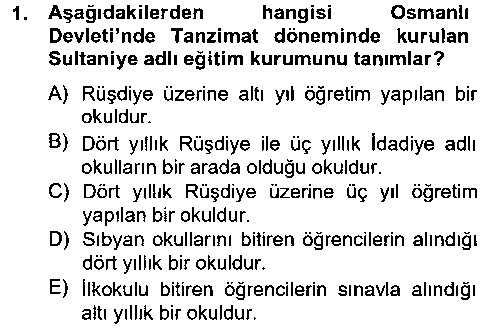TAR314U Türk Eğitim Tarihi çıkmış sınav sorusu 1