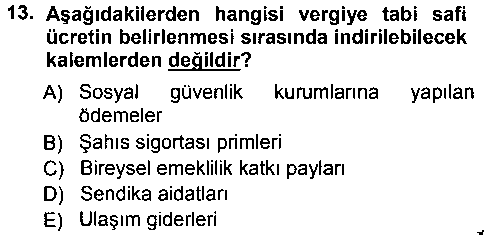 HUK305U Özel Vergi Hukuku 1 çıkmış sınav sorusu 1