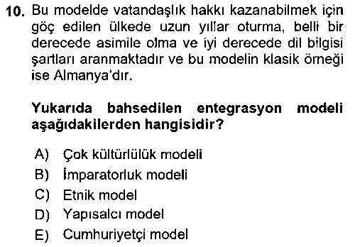 SOS214U Göç Sosyolojisi çıkmış sınav sorusu 2