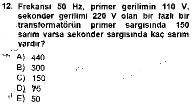 EID201U Elektrik Makinaları çıkmış sınav sorusu 2
