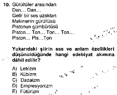 EDB108U Yeni Türk Edebiyatına Giriş 2 çıkmış sınav sorusu 2