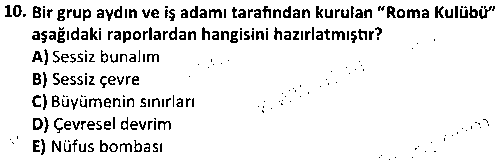 YER2004 Çevre Politikaları çıkmış sınav sorusu 2