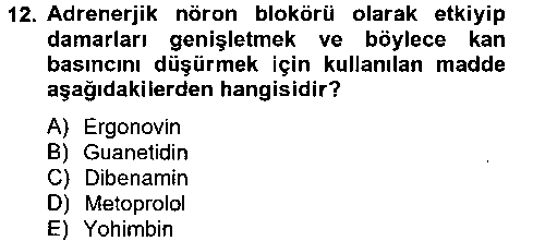 LBV202U Temel Veteriner Farmakoloji ve Toksikoloji çıkmış sınav sorusu 2