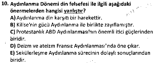 SOS3004 Aydınlanma Felsefesi çıkmış sınav sorusu 2
