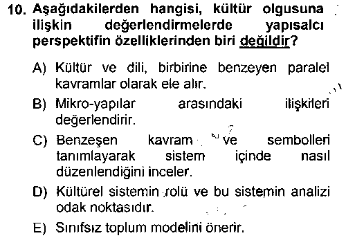 SOS307U Kültür Sosyolojisi çıkmış sınav sorusu 1