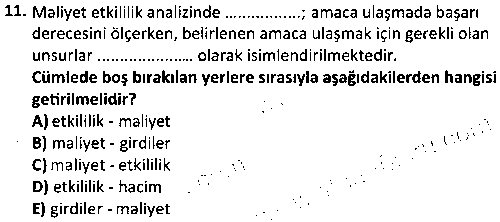 SAG2008 Sağlık Kurumlarında Maliyet Yönetimi çıkmış sınav sorusu 3