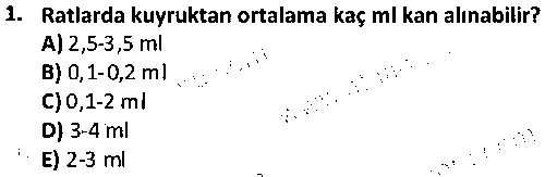 LAB2004 Veteriner İç Hastalıkları Bilgisi çıkmış sınav sorusu 1