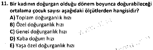 SAG2012 Epidemiyoloji çıkmış sınav sorusu 3