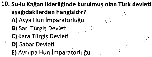 TAR1005 Orta Asya Türk Tarihi çıkmış sınav sorusu 2