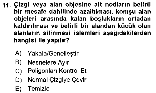 CBS122U Coğrafi Bilgi Sistemleri Yazılımı çıkmış sınav sorusu 3