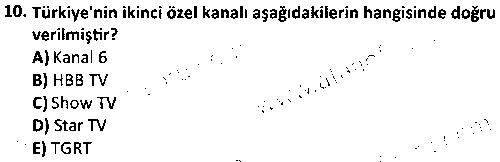 RKL2008 Radyo- Televizyonda Program Yapım ve Yönetim çıkmış sınav sorusu 2