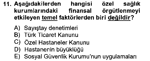 SAK206U Sağlık Kurumlarında Finansal Yönetim çıkmış sınav sorusu 2