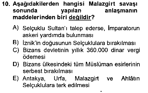 TAR106U Büyük Selçuklu Tarihi çıkmış sınav sorusu 2