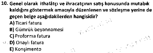 DT1006 Dış Ticaret İşlemleri Yönetimi çıkmış sınav sorusu 2