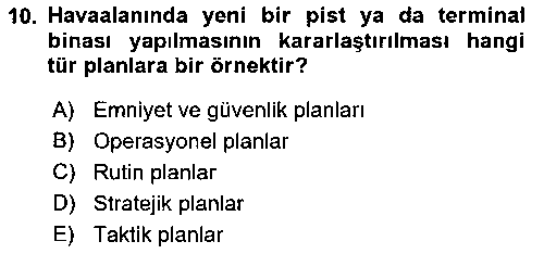 HIS401U Havaalanı Yönetimi çıkmış sınav sorusu 2