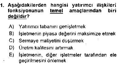 MSP205U Yatırımcı İlişkileri Yönetimi çıkmış sınav sorusu 1
