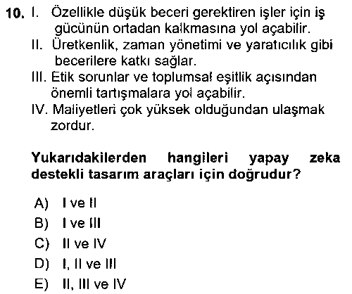 GIT408U Yapay Zeka Ve Tasarım çıkmış sınav sorusu 2