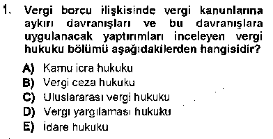 HUK405U Vergi Ceza Hukuku çıkmış sınav sorusu 1