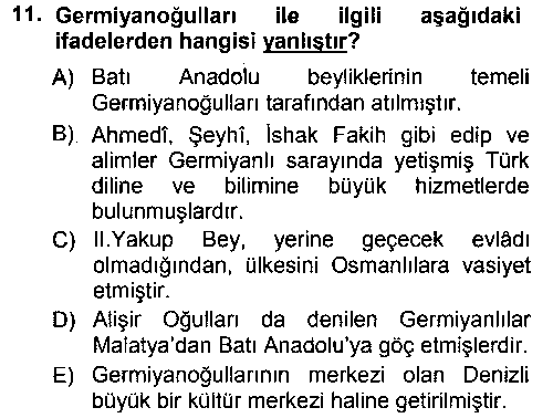 TAR203U Ortaçağ ve Yeniçağ Türk Devletleri Tarihi çıkmış sınav sorusu 3