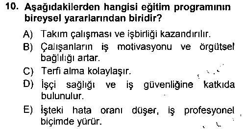IKY205U İşletmelerde Eğitim ve Geliştirme çıkmış sınav sorusu 2