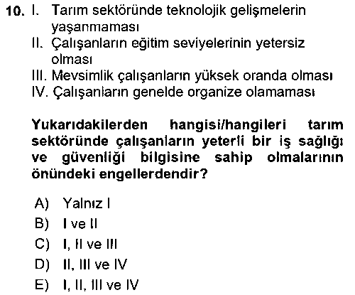 ISG202U Sektörel İş Sağlığı ve Güvenliği çıkmış sınav sorusu 2