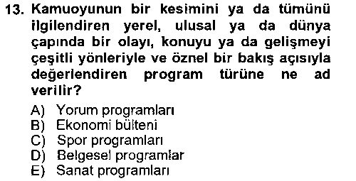 RTP101U Radyo ve Televizyon Programcılığının Temel Kavramları çıkmış sınav sorusu 3