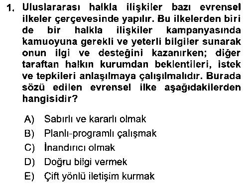 HIT304U Kamu Diplomasisi Ve Uluslararası Halkla İlişkiler çıkmış sınav sorusu 1