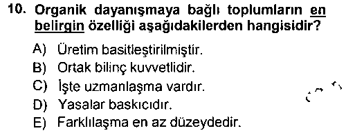 SOS323U Çalışma Sosyolojisi çıkmış sınav sorusu 2